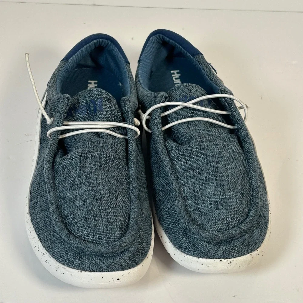 Hurley Melky Blue Textile Slip On‎ Loafers Mens Size 5 Speckled Sole Sneakers